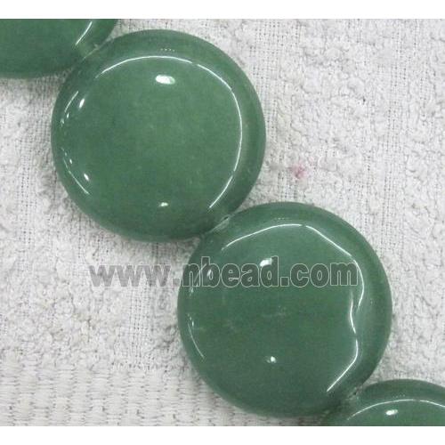 green aventurine bead, flat round