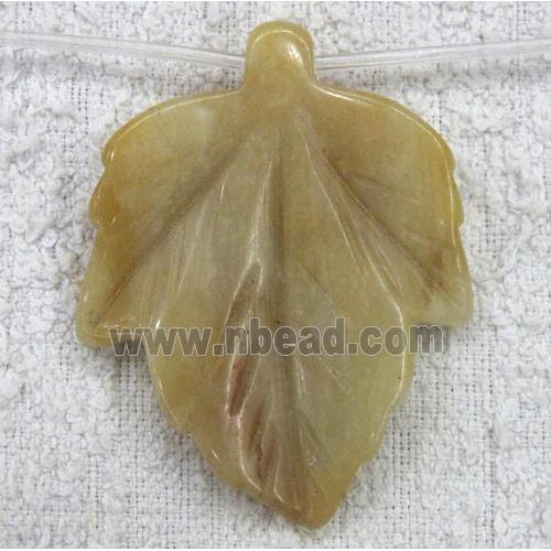 yellow jade pendant, leaf