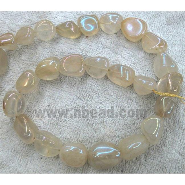 clear quartz bead, freeform, AB color electroplated