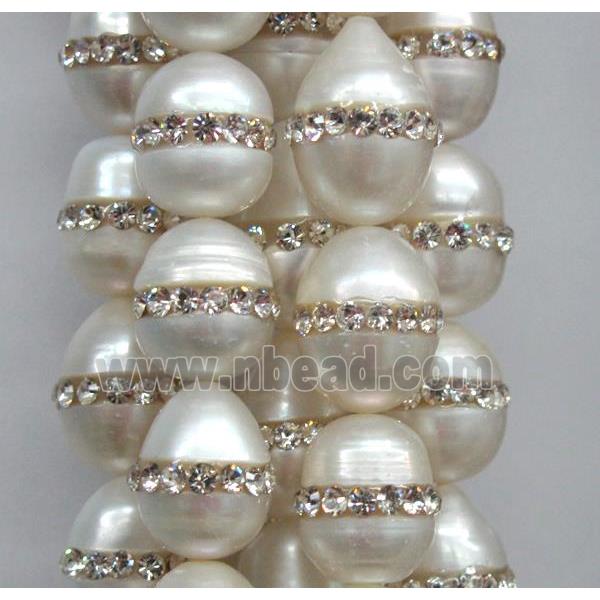 shell pearl paved rhinestone