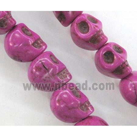 Turquoise skull beads, dyed, hotpink