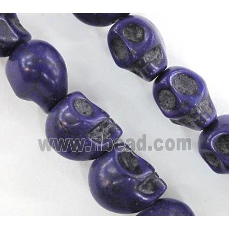 Turquoise skull beads, stability, dyed, purple