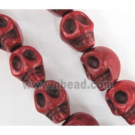 red synthetic Turquoise skull beads