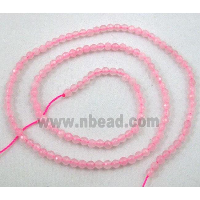 pink jade beads, tiny, faceted round
