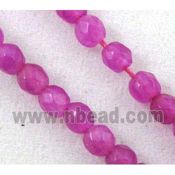 jade bead, tiny, faceted round, hotpink