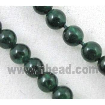 jade beads, tiny, round, deep green