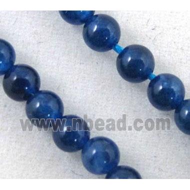 jade bead, tiny, round, deep blue
