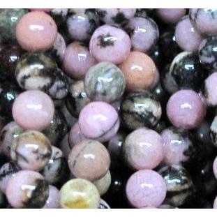 Rhodonite beads, tiny, round, pink