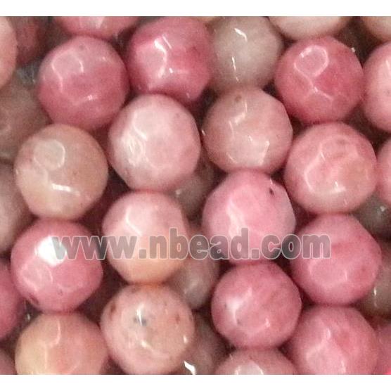 rhodonite beads, faceted round