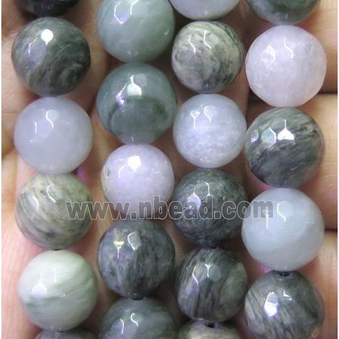 faceted round green Actinolite beads