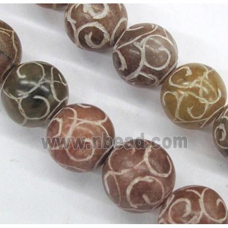 round Chinese Jade Beads, red