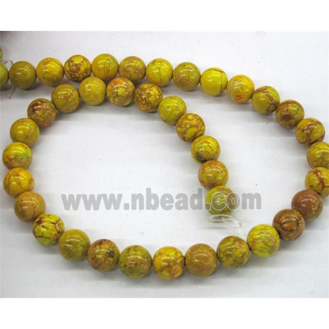 Sea Sediment Jasper beads, yellow, round