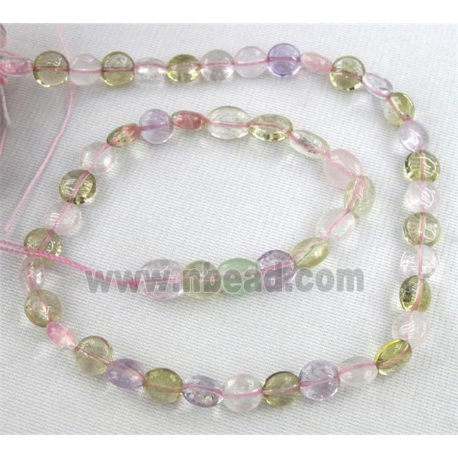 mixed gemstone beads, flat round