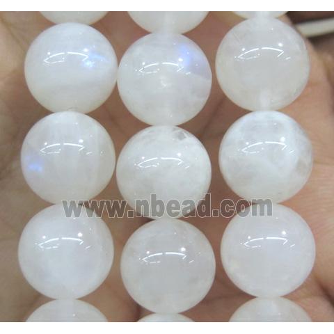 rainbow MoonStone beads, round, white, AAAA-grade