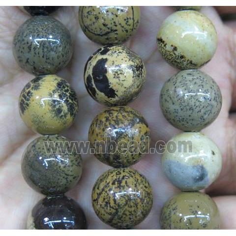 yellow Chohua Jasper bead, round