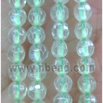 tiny Prehnite Beads, green, faceted round