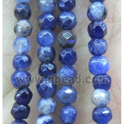 blue Sodalite Beads, faceted round, tiny