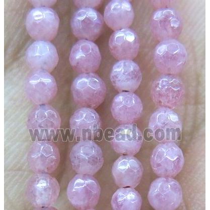 Strawberry Quartz Beads, pink, faceted round