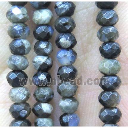tiny gray Opal Beads, faceted rondelle