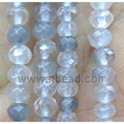 tiny cloudy quartz beads, faceted rondelle