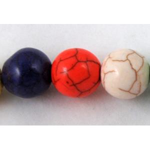 round synthetic Turquoise Beads, dyed, mix color
