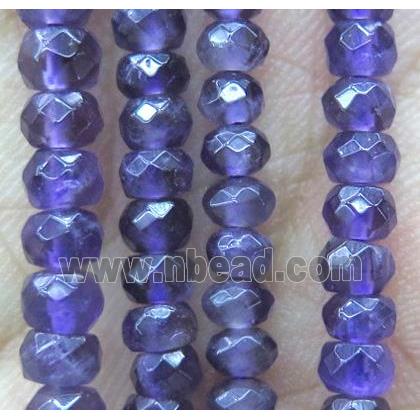 tiny amethyst bead, faceted rondelle, purple