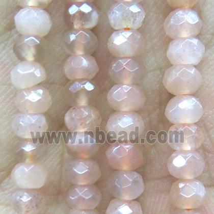 tiny Sunstone Beads, faceted rondelle