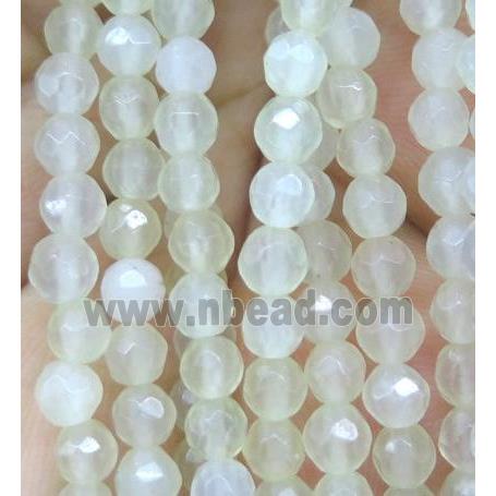 New Mountain Jade beads, white, faceted round