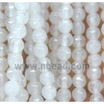 White Agate Beads, faceted round