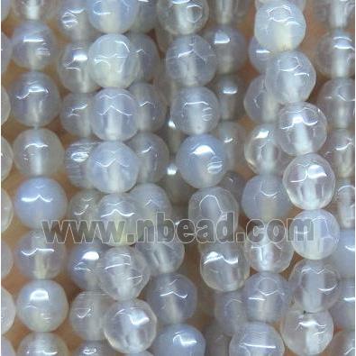 gray Agate beads, faceted round