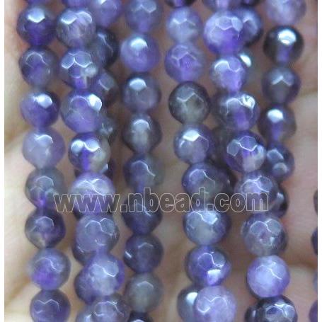 tiny purple Chalcedony bead, faceted round