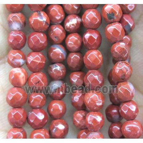red jasper beads, faceted round