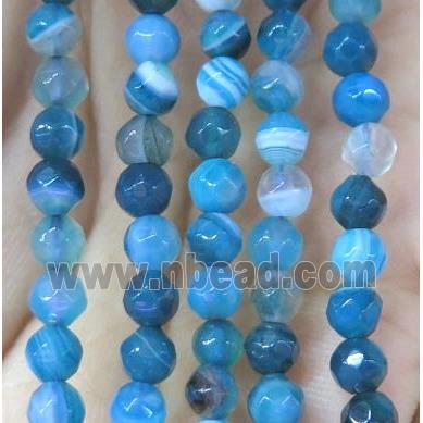 blue striped agate beads, faceted round