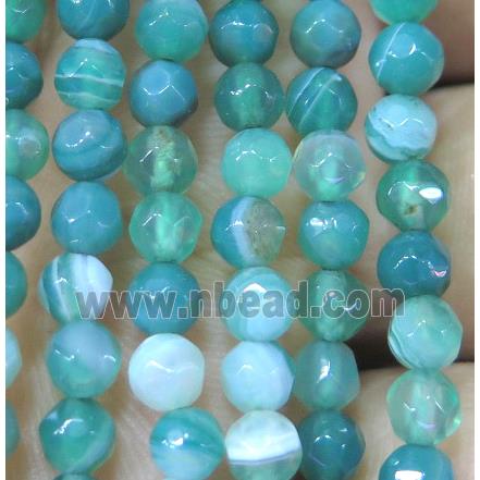 green striped agate beads, faceted round