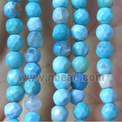 aqua agate beads, faceted round
