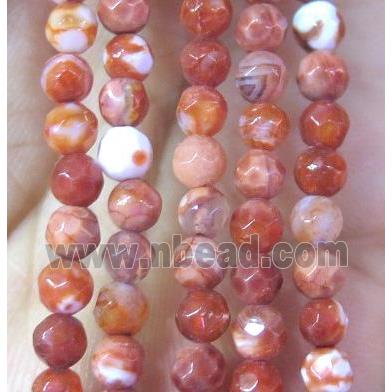 Tiny red fire agate bead, faceted round