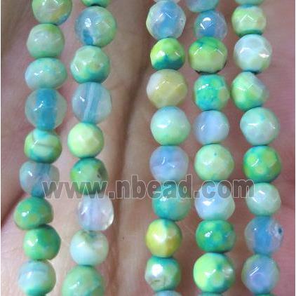 Tiny green agate bead, faceted round