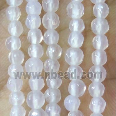 Tiny white agate bead, faceted round