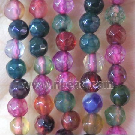 Tiny agate bead, faceted round, mixed color
