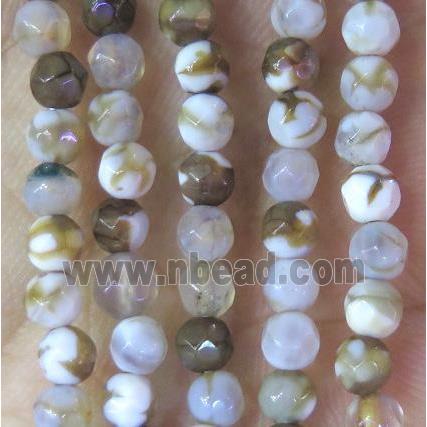 Tiny coffee fire agate bead, faceted round