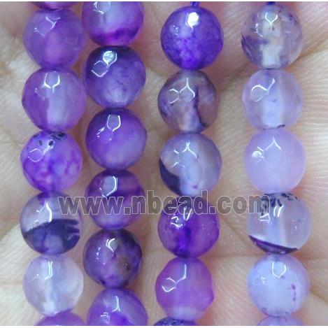 purple agate bead, faceted round