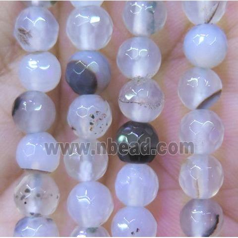 agate bead, faceted round, white