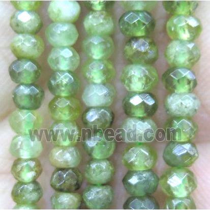tiny Green Garnet Bead, faceted rondelle