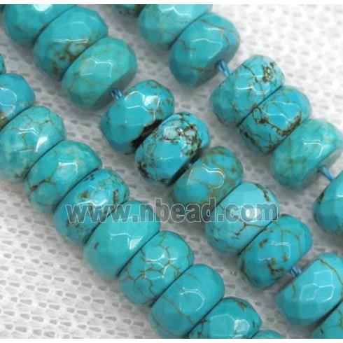 blue Turquoise beads, faceted rondelle