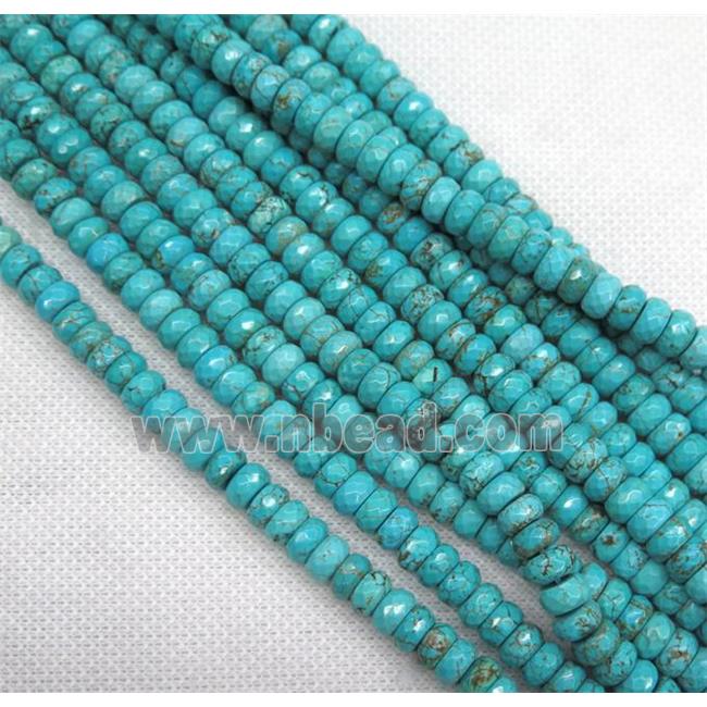 blue Turquoise beads, faceted rondelle