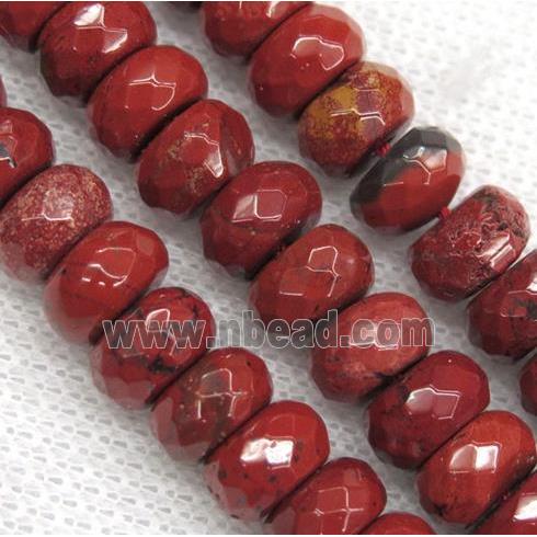 Red Jasper beads, faceted rondelle