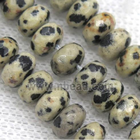 spotted dalmatian jasper beads, faceted rondelle
