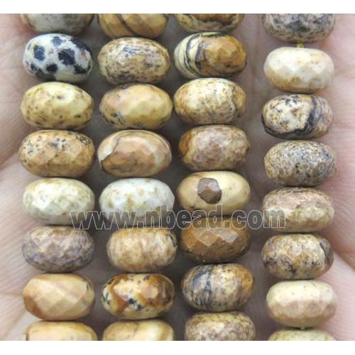 Picture Jasper bead, faceted rondelle