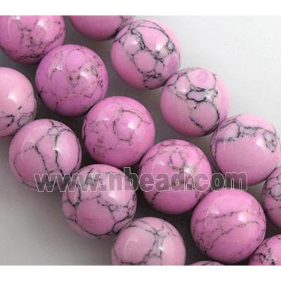 round synthetic turquiose beads, hot-pink
