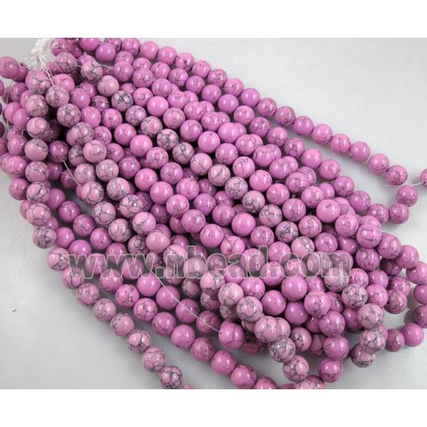 round synthetic turquiose beads, hot-pink